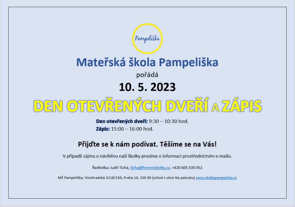 DEN OTEVŘENÝCH DVEŘÍ A ZÁPIS