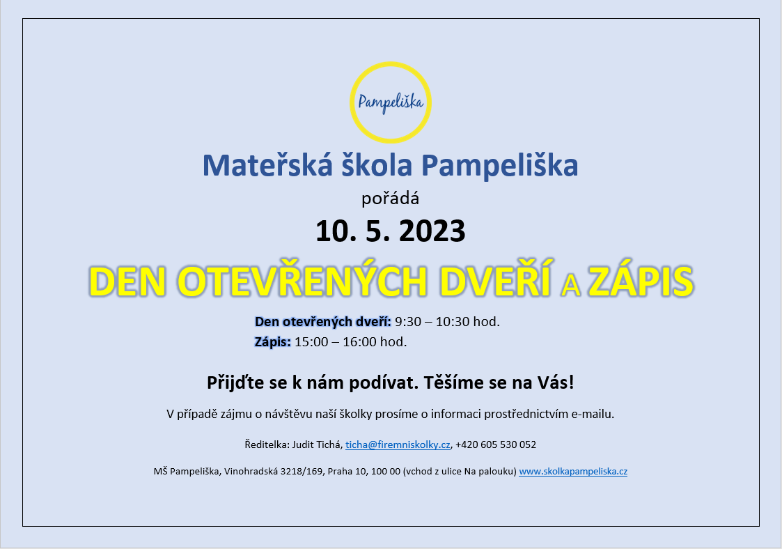 DEN OTEVŘENÝCH DVEŘÍ A ZÁPIS